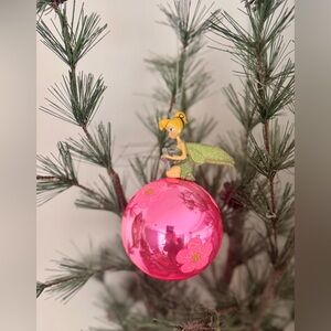 2007 Disney Store Tinkerbell Ornament Pink Glass Ball Tinker Bell #45551 NWT